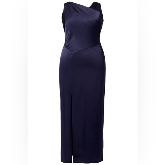 Kay Unger Navy Side Slit Cut Out Gown 20 - Picture 3 of 6